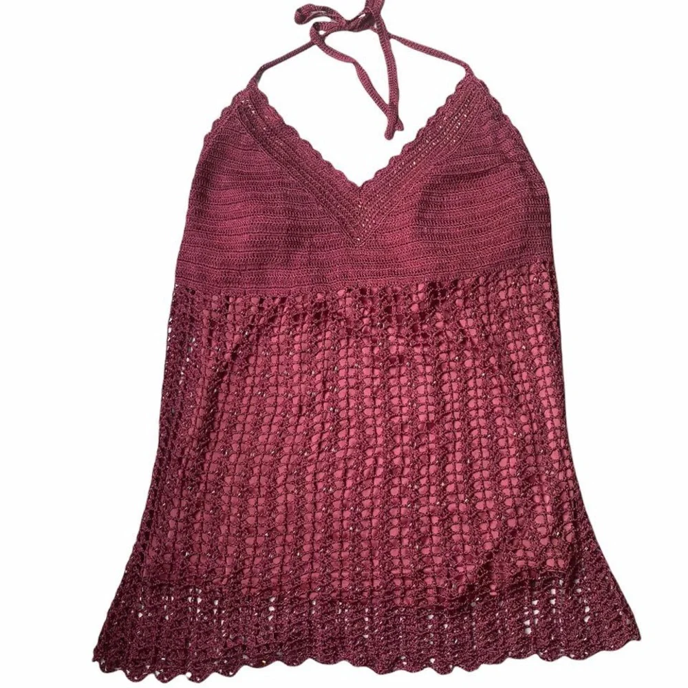 Y2K FLIRTY CROCHET HALTER TOP LE CHATEAU / SIZE XL - Picture 7 of 10